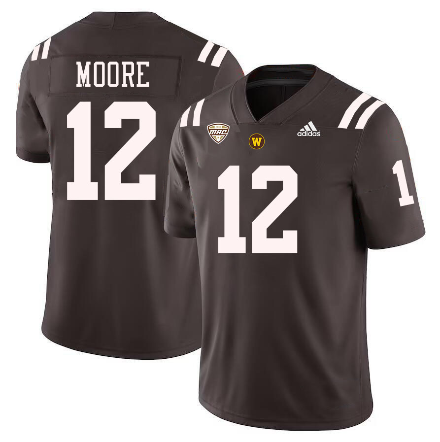 #12 Dillon Moore Western Michigan Broncos College Football Jerseys Stitched-Brown